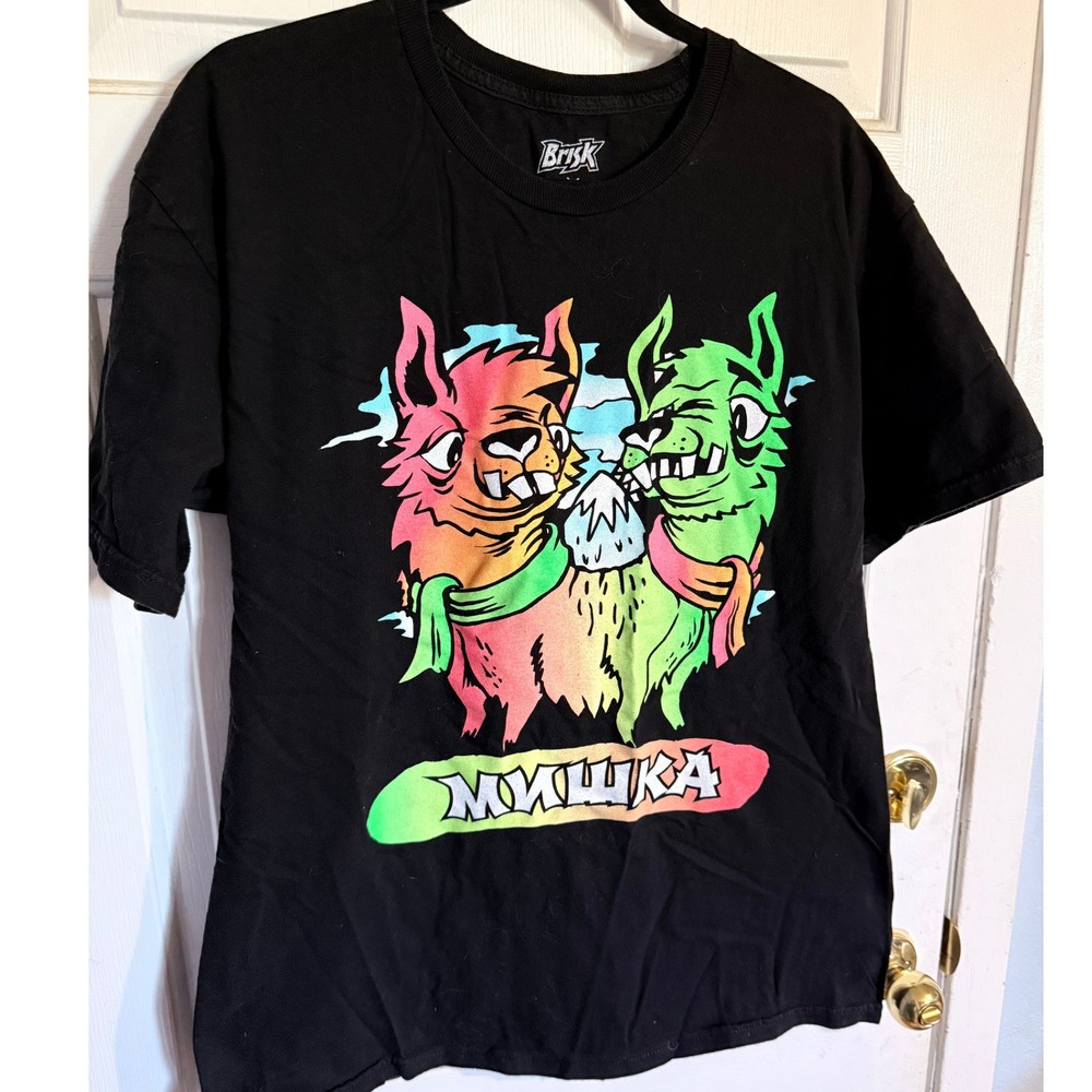 Mishka MNWKA mens L T shirt 100% cotton USA Brisk L'Amour Supreme llamas